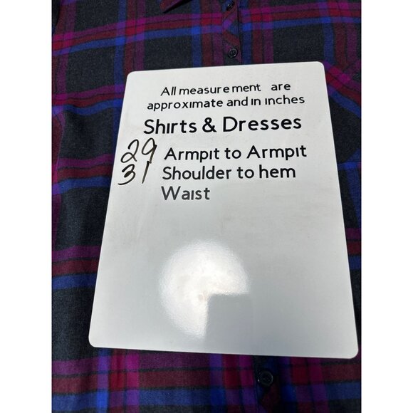 Catherines Womens Button-Up Plaid Gray/Purple Cotton Long Sleeve Shirt Size 3X - Picture 6 of 6